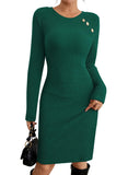 Pink Queen 2026 Fall Dresses Long Sleeve Crew Neck Ribbed Knit Bodycon Mini Short Dress Fashion Clothes
