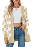 Pink Queen 2025 Fall Long Cardigans for Women Batwing Sleeve Open Front Ribbed Knit Oversized Cardigan Sweaters with Pockets