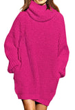 Pink Queen Women's Loose Turtleneck Oversize Long Pullover Sweater Dress