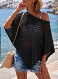 Pink Queen Women's Knit Poncho Shawl Tops Crochet Bathing Suit Cover Ups