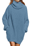 Pink Queen Women's Loose Turtleneck Oversize Long Pullover Sweater Dress