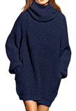 Pink Queen Women's Loose Turtleneck Oversize Long Pullover Sweater Dress