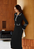 Pink Queen Women's V Neck Bodycon Sweater Dress 2026 Long Sleeve Half Button Slim Fitted Ruffle Ribbed Knit Maxi Pencil Dress