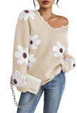 Pink Queen Women's Oversized V Neck Fuzzy Sweaters 2026 Casual Loose Long Sleeve Chunky Knit Pullover Jumper Tops