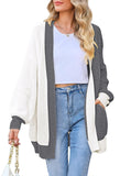 Pink Queen 2025 Fall Long Cardigans for Women Batwing Sleeve Open Front Ribbed Knit Oversized Cardigan Sweaters with Pockets
