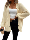Pink Queen Women's 2026 Oversized Cardigan Sweater Long Sleeve Cable Knit Fashion Outerwear Coat