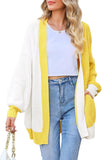 Pink Queen 2025 Fall Long Cardigans for Women Batwing Sleeve Open Front Ribbed Knit Oversized Cardigan Sweaters with Pockets