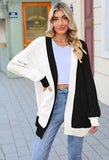 Pink Queen 2025 Fall Long Cardigans for Women Batwing Sleeve Open Front Ribbed Knit Oversized Cardigan Sweaters with Pockets
