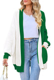 Pink Queen 2025 Fall Long Cardigans for Women Batwing Sleeve Open Front Ribbed Knit Oversized Cardigan Sweaters with Pockets