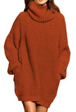 Pink Queen Women's Loose Turtleneck Oversize Long Pullover Sweater Dress