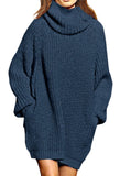 Pink Queen Women's Loose Turtleneck Oversize Long Pullover Sweater Dress