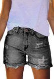 Pink Queen Women's High Waisted Denim Shorts Casual Ripped Summer Hot Short Jeans Frayed Distressed Jeans Shorts with Pockets