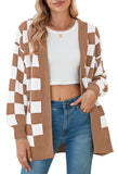 Pink Queen 2025 Fall Long Cardigans for Women Batwing Sleeve Open Front Ribbed Knit Oversized Cardigan Sweaters with Pockets