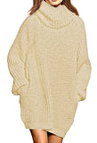 Pink Queen Women's Loose Turtleneck Oversize Long Pullover Sweater Dress