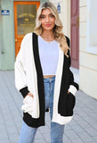 Pink Queen 2025 Fall Long Cardigans for Women Batwing Sleeve Open Front Ribbed Knit Oversized Cardigan Sweaters with Pockets