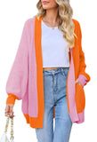 Pink Queen 2025 Fall Long Cardigans for Women Batwing Sleeve Open Front Ribbed Knit Oversized Cardigan Sweaters with Pockets