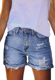 Pink Queen Women's High Waisted Denim Shorts Casual Ripped Summer Hot Short Jeans Frayed Distressed Jeans Shorts with Pockets