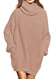 Pink Queen Women's Loose Turtleneck Oversize Long Pullover Sweater Dress