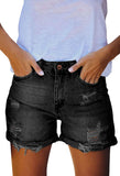 Pink Queen Women's High Waisted Denim Shorts Casual Ripped Summer Hot Short Jeans Frayed Distressed Jeans Shorts with Pockets