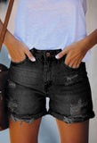 Pink Queen Women's High Waisted Denim Shorts Casual Ripped Summer Hot Short Jeans Frayed Distressed Jeans Shorts with Pockets