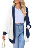 Pink Queen 2025 Fall Long Cardigans for Women Batwing Sleeve Open Front Ribbed Knit Oversized Cardigan Sweaters with Pockets