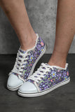 Women's Casual Floral Print Purple Canvas Shoes