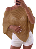 Pink Queen Women's Knit Poncho Shawl Tops Crochet Bathing Suit Cover Ups