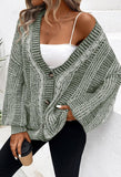 Pink Queen Women's 2026 Oversized Cardigan Sweater Long Sleeve Cable Knit Fashion Outerwear Coat