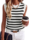 Pink Queen Women Striped Knit Sweater Vest Sleeveless Casual Top Fall 2026