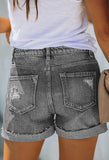 Pink Queen Women's High Waisted Denim Shorts Casual Ripped Summer Hot Short Jeans Frayed Distressed Jeans Shorts with Pockets