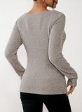 Pink Queen 2026 Fall Tops for Women Trendy Long Sleeve Cowl Neck Ruched Slim Fit Ribbed Knit Basic Shirts