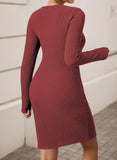 Pink Queen 2026 Fall Dresses Long Sleeve Crew Neck Ribbed Knit Bodycon Mini Short Dress Fashion Clothes