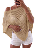 Pink Queen Women's Knit Poncho Shawl Tops Crochet Bathing Suit Cover Ups