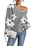 Pink Queen Women's Oversized V Neck Fuzzy Sweaters 2026 Casual Loose Long Sleeve Chunky Knit Pullover Jumper Tops