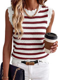 Pink Queen Women Striped Knit Sweater Vest Sleeveless Casual Top Fall 2026