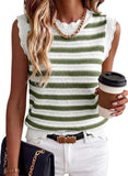 Pink Queen Women Striped Knit Sweater Vest Sleeveless Casual Top Fall 2026
