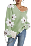 Pink Queen Women's Oversized V Neck Fuzzy Sweaters 2026 Casual Loose Long Sleeve Chunky Knit Pullover Jumper Tops