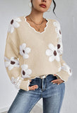 Pink Queen Women's Oversized V Neck Fuzzy Sweaters 2026 Casual Loose Long Sleeve Chunky Knit Pullover Jumper Tops