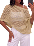 Pink Queen Women's Knit Poncho Shawl Tops Crochet Bathing Suit Cover Ups