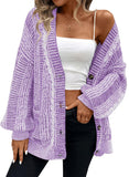 Pink Queen Women's 2026 Oversized Cardigan Sweater Long Sleeve Cable Knit Fashion Outerwear Coat
