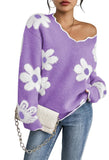 Pink Queen Women's Oversized V Neck Fuzzy Sweaters 2026 Casual Loose Long Sleeve Chunky Knit Pullover Jumper Tops