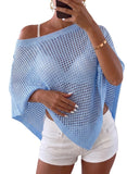 Pink Queen Women's Knit Poncho Shawl Tops Crochet Bathing Suit Cover Ups