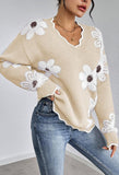 Pink Queen Women's Oversized V Neck Fuzzy Sweaters 2026 Casual Loose Long Sleeve Chunky Knit Pullover Jumper Tops