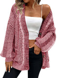Pink Queen Women's 2026 Oversized Cardigan Sweater Long Sleeve Cable Knit Fashion Outerwear Coat
