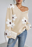 Pink Queen Women's Oversized V Neck Fuzzy Sweaters 2026 Casual Loose Long Sleeve Chunky Knit Pullover Jumper Tops