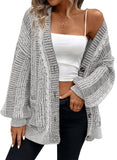 Pink Queen Women's 2026 Oversized Cardigan Sweater Long Sleeve Cable Knit Fashion Outerwear Coat