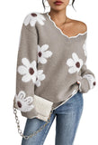 Pink Queen Women's Oversized V Neck Fuzzy Sweaters 2026 Casual Loose Long Sleeve Chunky Knit Pullover Jumper Tops