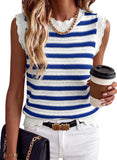 Pink Queen Women Striped Knit Sweater Vest Sleeveless Casual Top Fall 2026