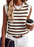 Pink Queen Women Striped Knit Sweater Vest Sleeveless Casual Top Fall 2026