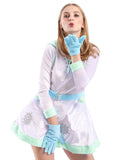 Costume de Noël bonhomme de neige à capuche et manches longues pour femme blanc
